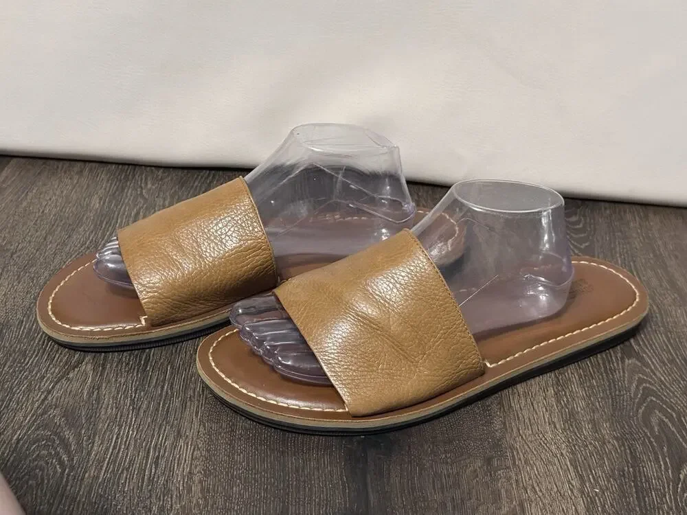 Johnston & Murphy Men’s Brown Leather Slide Sandals Size 11 Brown Made in Brazil